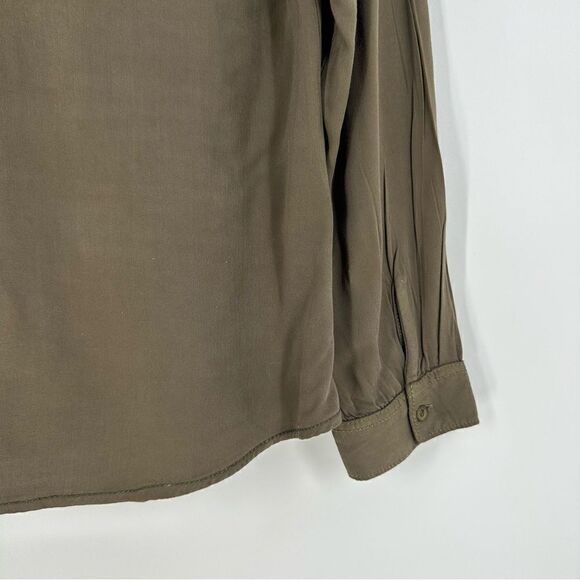 FAME FOREVER Women’s Olive Brown Button Down Long Sleeve Top Sz L - Picture 5 of 8